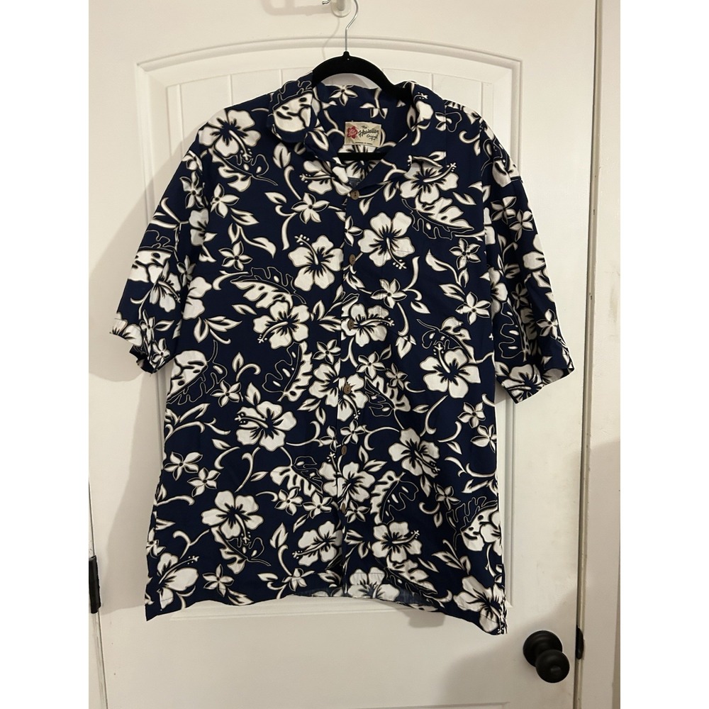 Hilo Hattie The Hawaiian Original Mens Button Down Floral Blue Shirt Large‎  SS